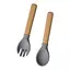 Приборы силиконовые детские OldBro ложка и вилка с деревянной ручкой, grey - миниатюра 1