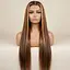 Довга перука з прямого штучного волосся омбре 70 см Каштановий з Блонд - мініатюра 3