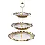 Фруктовница круглая Yiwu Tiffany трехярусная для сервировки фруктов и сладостей 25х33 см фарфоровая стойка для закусок бежевая ML2085 - миниатюра 1
