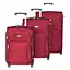 Набор тканевых чемоданов 3в1 с кодовым замком и телескопической ручкой красный (6055-1) - миниатюра 1