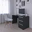 Комп'ютерний стіл Vays, письмовий, сучасний, з тумбою справа, 3 шухляды з фасадами без ручок R-1 Антрацит-Білі планки - мініатюра 2