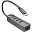 Конвертер хаб адаптер Borofone DH6 Erudite 4-in-1 Type-C to USB2.0*3 и RJ45 6941991104282 - мініатюра 1