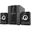 Колонки 2.1 REAL-EL M-355 чорний, сателіти 2 x 12 Вт, сабвуфер 20 Вт, МДФ, bloetooth, FM-тюнер, RCA, AUX, USB / SD, LED-дисплей, - мініатюра 1