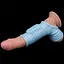 Насадка на пенис с вибрацией Lovetoy Knights Ring Vibrating Wave With Scrotum Sleeve 14.4 см голубой - миниатюра 6