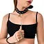 Ошейник с поводком из натуральной кожи с заклепками Art of Sex - Jenna Collar with Leash, черный - миниатюра 1