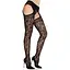 Колготки Leg Avenue Cross Hatch Floral Lace Suspender Hose One Size - мініатюра 3