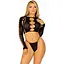 Комплект Leg Avenue Long sleeve crop top & string Black One Size - мініатюра 1