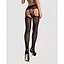 Панчохи-стокінги з рослинним малюнком Obsessive Garter stockings S206 Black S/M/L чорні - мініатюра 2