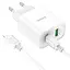 МЗП Hoco C80A Plus Rapido PD20W+QC3.0 (1USB-A/1C) + кабель Type-C to Lightning White - мініатюра 3