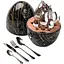 Набор столовых приборов TS Kitchen Черный мрамор на 6 персон из нержавеющей стали серебристые 24 штуки в яйце - миниатюра 1