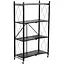 Стелаж Wall Sticker SW-00002098 мобільний чотириярусний універсальний розкладний з нержавіючої сталі 126х72х34 см чорний - мініатюра 1