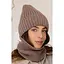 Женская вязаная шапка и снуд набор 3 шерсть 20% с отворотом светло Коричневый - миниатюра 1