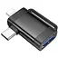 Переходник Hoco UA31F iP male/Type-C male to USB female OTG 2 в 1 adapter черный - миниатюра 1