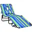 Шезлонг Costway Hanna розкладний з отвором для обличчя синьо-зелений - мініатюра 1