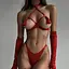 Еротична жіноча червона білизна. БДСМ-білізна - мініатюра 2