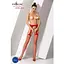 Эротические колготки-бодистокинг Passion S011 red имитация чулок в крупную сетку и пояса S/M/L - миниатюра 2