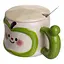 Чашка порцелянова Cute Apple 400 мл з кришкою та ложкою зелений FM-25A - мініатюра 4