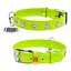 Нашийник для собак шкіряний Waudog Glamour з QR-паспортом з клейовими стразами "Квіти" Ш 15 мм Д 27-36 см салатовий - мініатюра 1