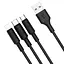 Кабель тройной Hoco X25 combo Micro USB + Lightning + Type-C 1 метр черный - миниатюра 1