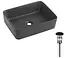 Раковина накладная Qtap Tern Anthracite, прямоугольная, с донным клапаном QT17116069AN - миниатюра 2