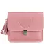 Шкіряна жіноча бохо-сумка Лілу рожева - мініатюра 1