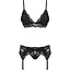 Кружевной комплект белья Obsessive 810-SEG-1 L/XL Black, бюстгальтер, стринги, пояс для чулок - миниатюра 1