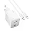 Мережевий зарядний пристрій Hoco N42 2 Type-C PD 45W білий + кабель Type-C to Lightning - мініатюра 1