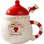 Новогодняя кружка Olens 102-1062 Кенди-Санта с крышкой и ложкой керамика 400 мл Красная - миниатюра 1