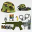 Набор военного 88364, каска, автомат, аксессуары, в сетке (6975321169597) - миниатюра 1