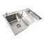 Кухонная мойка 78x50С L нержавейка Platinum Handmade (углубленная полка, 3.0/1.0 мм), Нержавеющая сталь - миниатюра 5