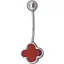 Серебряная серьга для пирсинга пупка Ирий Клевер с красным гранатом. 6026.4 - миниатюра 1