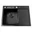 Кухонна мийка чорна накладна з правим крилом 1.5 мм Nett NB-6045(R), Чорний - мініатюра 1