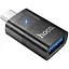 Адаптер Hoco UA36B Type-C тато to USB мама OTG transparent adapter Black - мініатюра 1