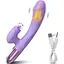 Подвійний вібромасажер з імітацією язичка фіолетовий - мініатюра 1