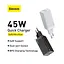 Сетевое зарядное устройство Baseus GaN2 Q.Charger C+C 45W With Mini Cable Type-C toType-C 60W White CCGAN-M02 - миниатюра 7