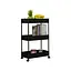 Етажерка пластикова Fabrika 3 яруси на колесах Black, 40х22х66 см - мініатюра 3