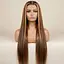 Длинный парик из прямых искусственных волос омбре 70 см Каштановый с Блонд - миниатюра 3