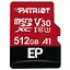 Карта памяти Patriot microSDXC (UHS-1 U3) EP Series 512Gb class 10 V30 (R-100MB/s, W-80MB/s) (adapter SD) (PEF512GEP31MCX) - миниатюра 1