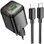 Мережевий зарядний пристрій Hoco N65 Ingenious PD20W+QC3.0 charger + кабель USB-C - Lightning чорний - мініатюра 1