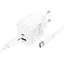 МЗП Hoco CS55A Surplus PD30W+QC3.0 (1USB-A/1C) + кабель Type-C to Type-C White - мініатюра 2
