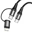 Кабель Hoco Combo 2 в 1 Type-C to Type-C/Lightning Exquisito PD charging cable X50 черный 60W - миниатюра 1