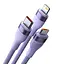 Кабель Baseus Flash Series Ⅱ One-for-three Fast Charging Data Cable USB to M+L+C 100W 1.2m Purple - мініатюра 3