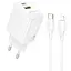 МЗП Borofone BN29 Fuente PD30W+QC3.0 (1USB-A/1C) + кабель Type-C to Lightning White - мініатюра 1