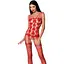 Бодістокінг Passion BS067 Red, комбінезон, імітація панчох і топа на бретелях - мініатюра 1