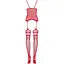 Бодістокінг Obsessive Bodystocking F214 Red S/M/L, імітація корсета та панчіх на підв’язках - мініатюра 6