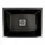 Кухонна мийка Platinum Handmade PVD 58x43 чорна монтаж під столешню HSB (квадратний сифон 3,0/1,0), Чорний - мініатюра 1