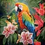 Алмазна мозаїка Strateg ПРЕМІУМ Папуга в джунглях на паперовій основі розміром 18х18 см (ZAV1818-5) - мініатюра 1