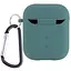 Силіконовий футляр з мікрофіброю для навушників Airpods 1/2 Зелений / Pine green - мініатюра 2