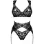Комплект белья Obsessive Donna Dream 3-pcs set M/L Black, бюстгальтер, стринги, пояс для чулок - миниатюра 3