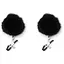 Затискачі для сосків ультрачутливі з хутром Pom Pom Nipple Clamps чорні K0521-1 - мініатюра 1